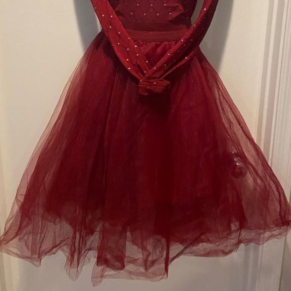 RUE 21 Blood Red Multi layered Tule Tutu Skirt with Blashe Blood Red Sheer Top - Picture 5 of 6